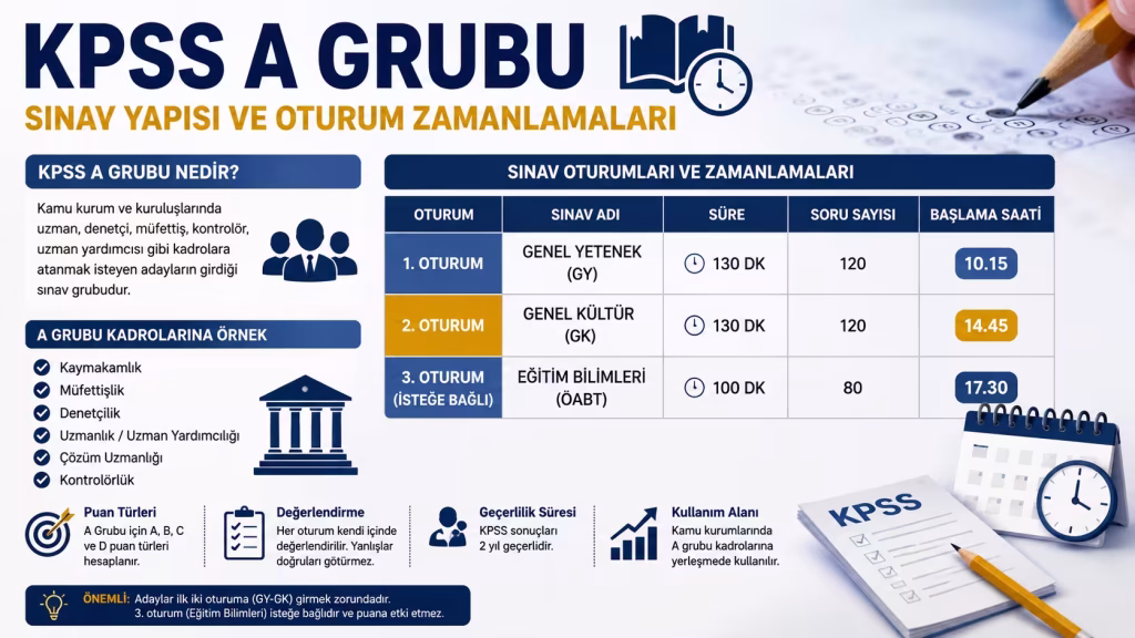 KPSS A Grubu Sınav Yapısı ve Oturum Zamanlamaları